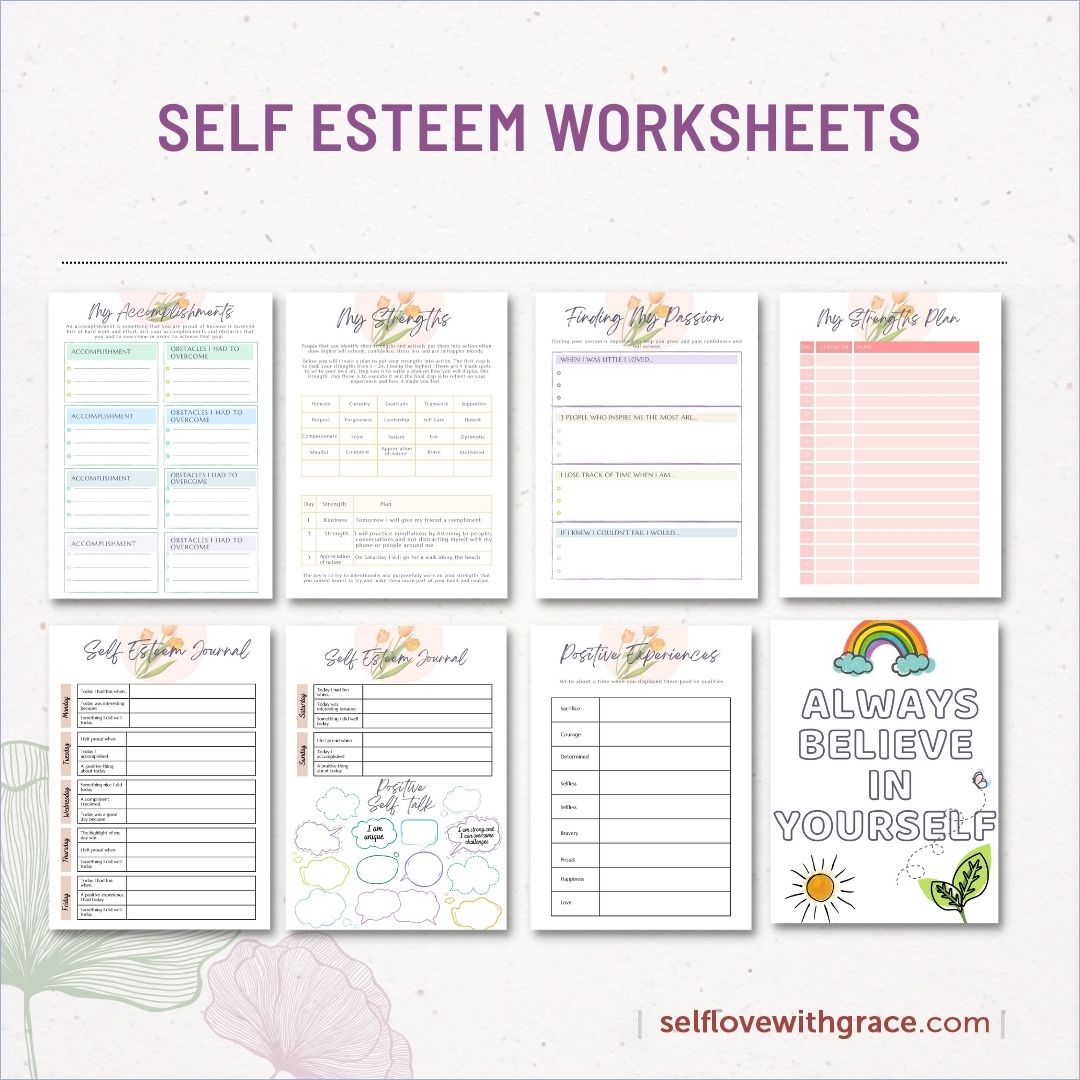 Self esteem worksheets, therapy worksheets, therapy resources, confidence worksheets, therapy office decor, social psychology, teen health