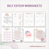 Load image into Gallery viewer, Self esteem worksheets, therapy worksheets, therapy resources, confidence worksheets, therapy office decor, social psychology, teen health