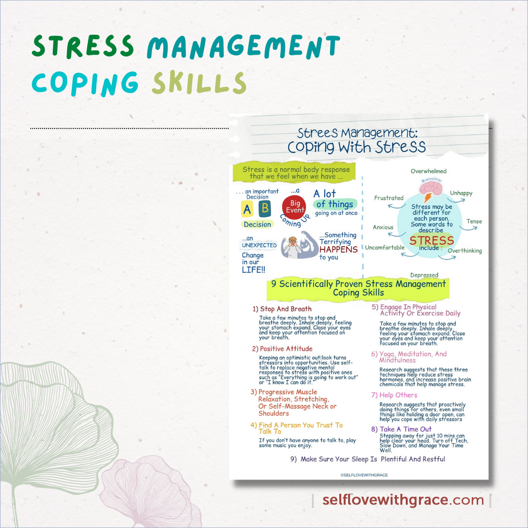 Mental Health Printable Therapy Handouts For Kids & Teens - 9 Page Coping Skills Counseling Posters Set PDF