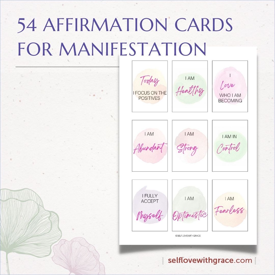Positive Affirmation Card Deck, Self Care Printables, Cards for Law of Attraction