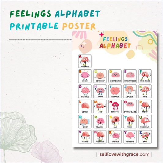 Feelings Emotions Coping Skills Printable Poster Bundle Handouts for Kids-Teens-6pgs Feelings Thermometer-Wheel-List-Chart Feeling Emotion