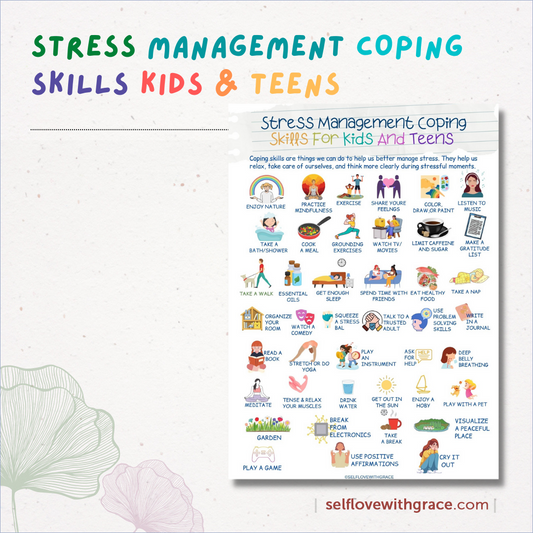 Mental Health Printable Therapy Handouts For Kids & Teens - 9 Page Coping Skills Counseling Posters Set PDF