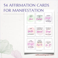 Positive Affirmation Card Deck, Self Care Printables, Cards for Law of Attraction