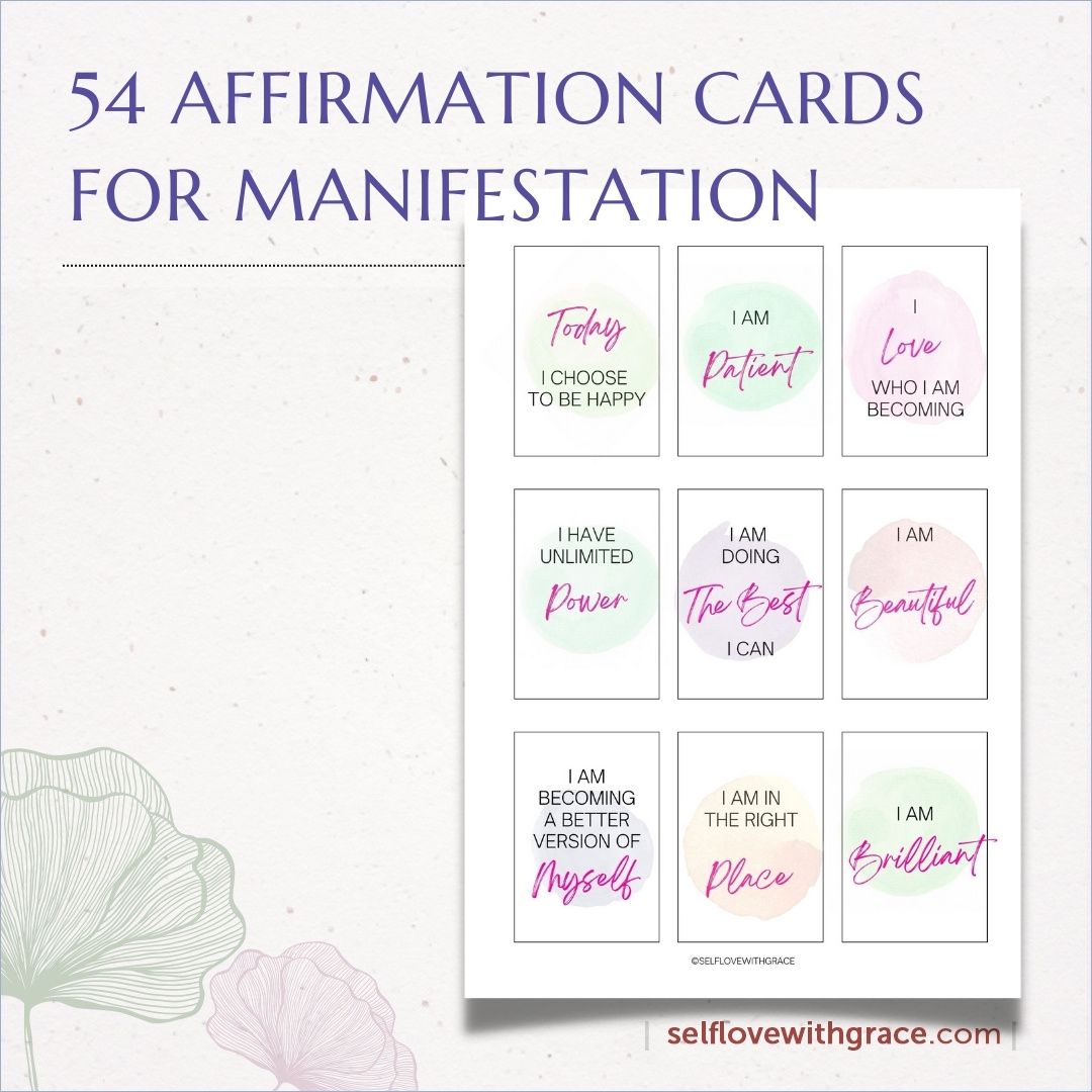 Positive Affirmation Card Deck, Self Care Printables, Cards for Law of Attraction