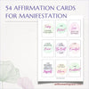 Positive Affirmation Card Deck, Self Care Printables, Cards for Law of Attraction