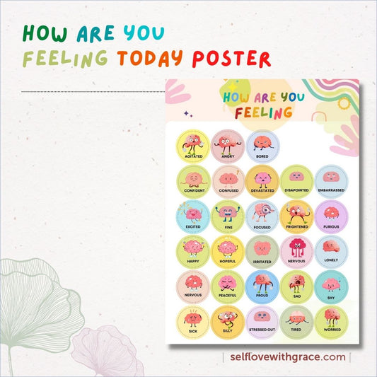 Feelings Emotions Coping Skills Printable Poster Bundle Handouts for Kids-Teens-6pgs Feelings Thermometer-Wheel-List-Chart Feeling Emotion