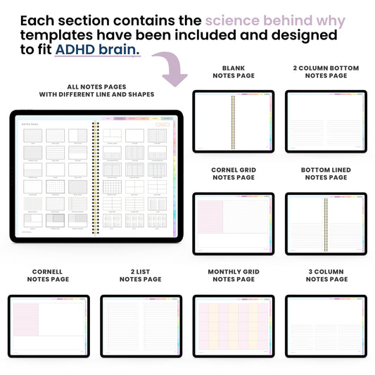 Ultimate ADHD Planner Bundle (made by an ADHDer) for iPad, Goodnotes + Android. Adult ADHD daily planner, self care & habit tracker. Science based