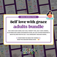 SELFLOVEWITHGRACE Adult Bundle - Self Care Journal, Social Emotional Learning Printable Set