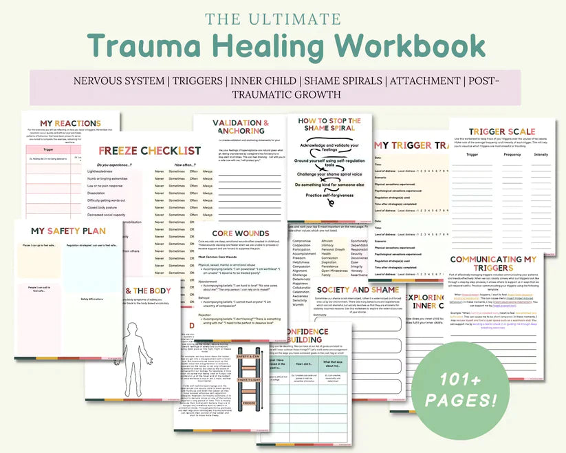 Trauma 90% Off Bundle, trauma healing, PTSD, CPTSD, somatic therapy, ptsd workbook, nervous system regulation, trauma worksheet, polyvagal + 13 ebooks
